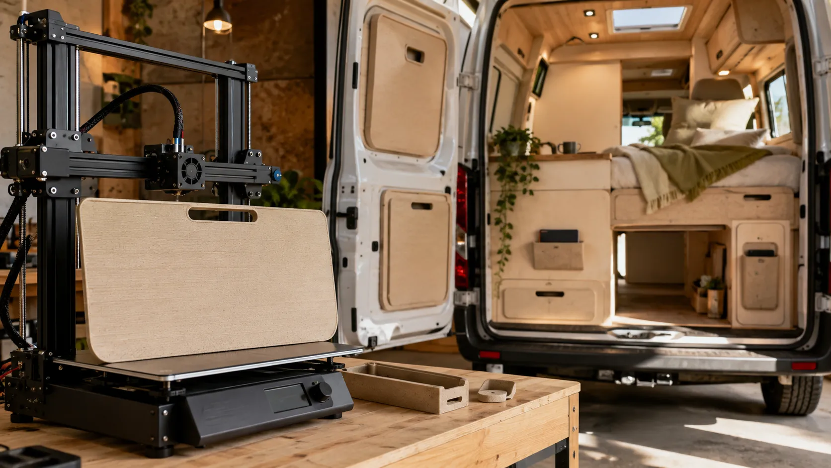 Aménagement de camping-car avec le filament PLA Flax Optimus