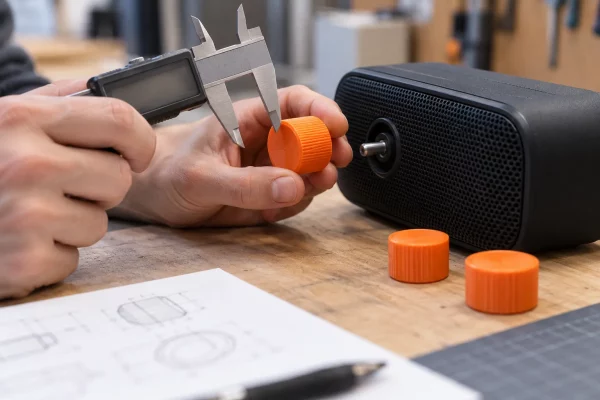 Contrôle dimensionnel d’un bouton imprimé en PLA avant son montage