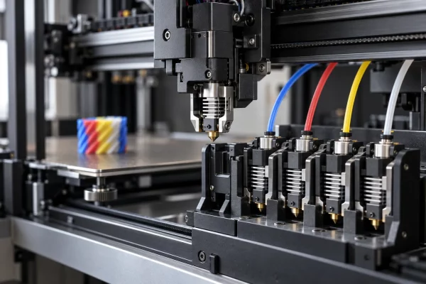 Système à quatre buses interchangeables pour l’impression 3D multicolore